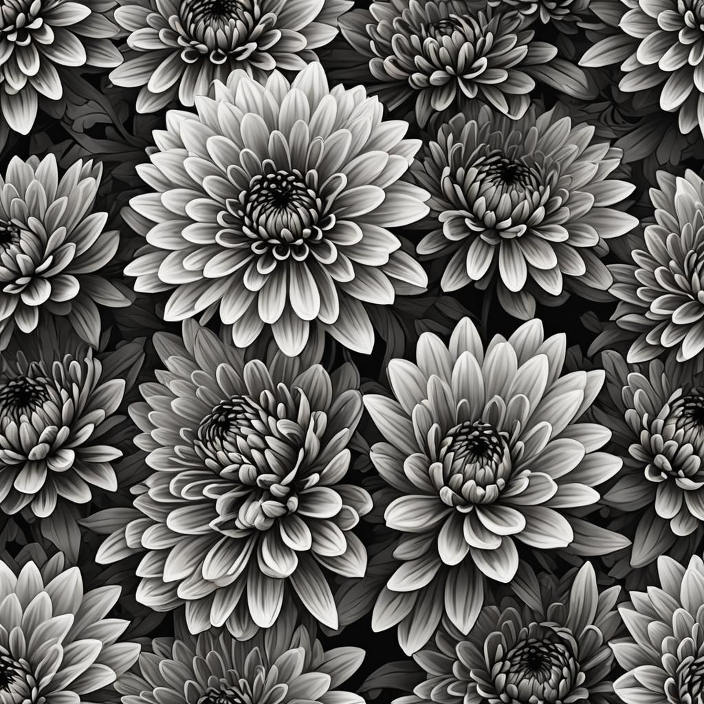 Dramatic Black Chrysanthemum Digital Art