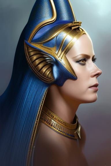 Egyptian Goddess Bastet Portrait in Dark Fantasy Style