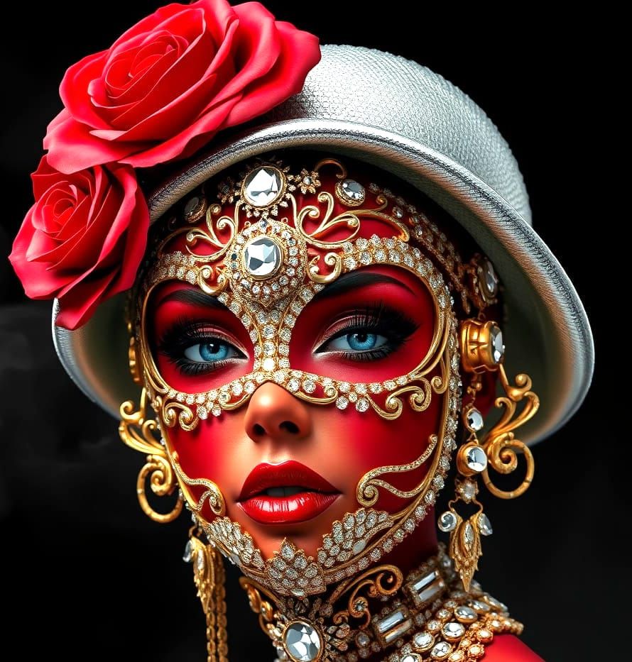 Diamond Encrusted Queen in Smoky Black Psychedelic Abstracti...