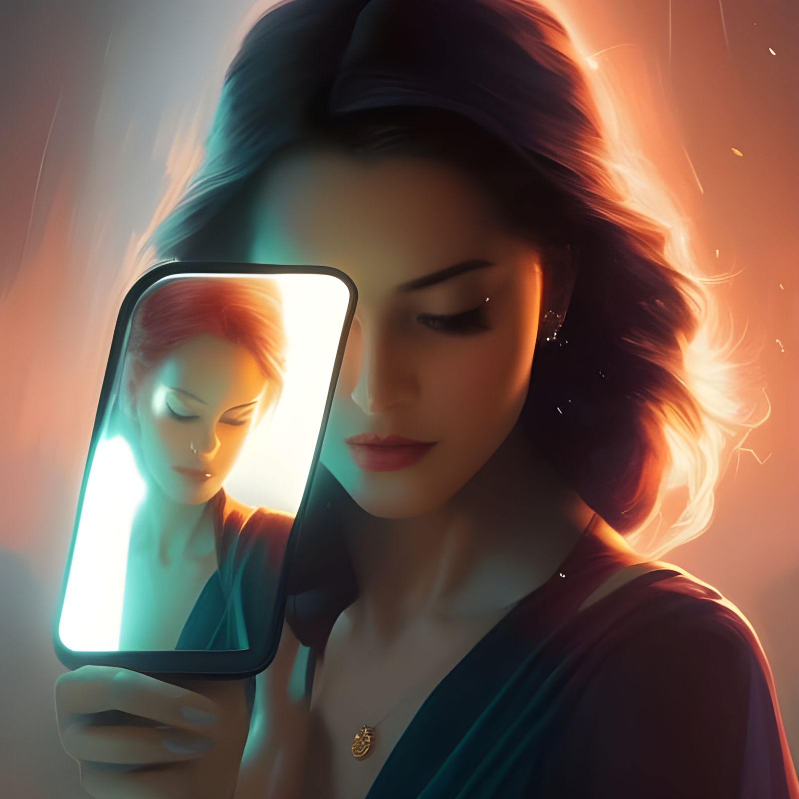Detailed Mirror Selfie in Artstation Style