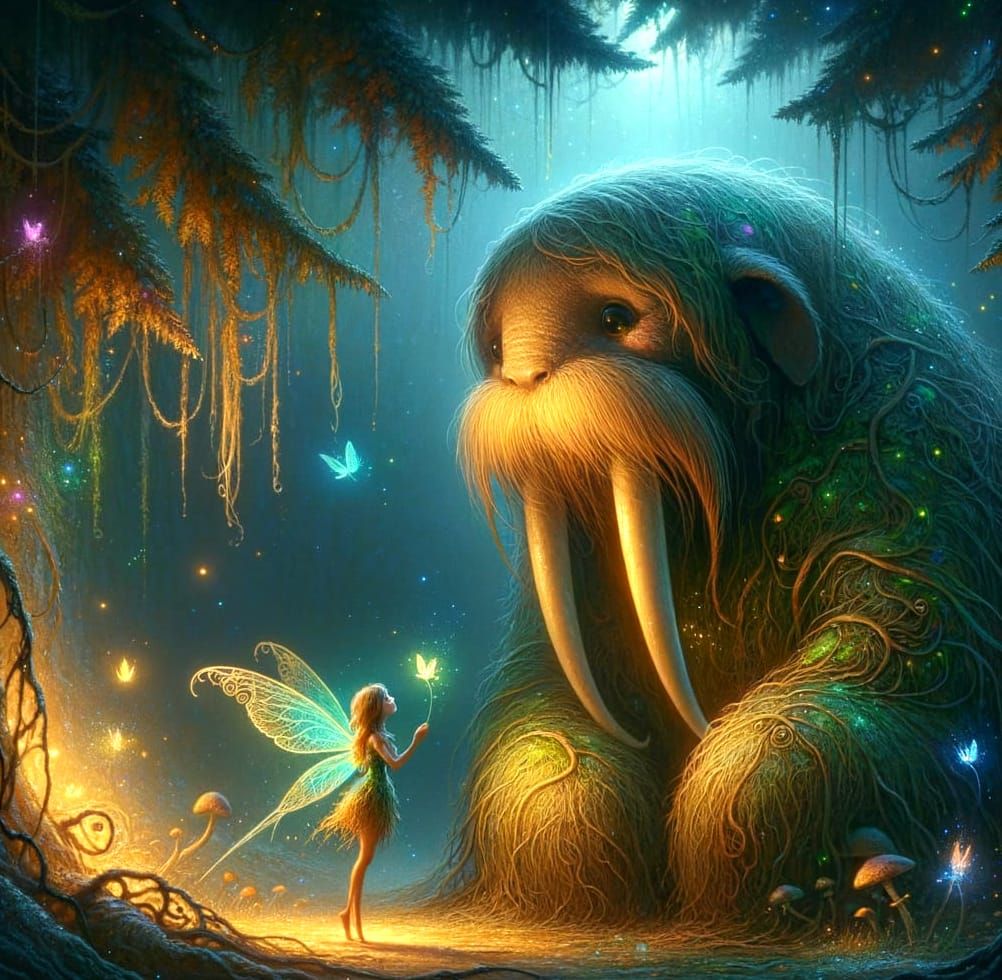 Enchanted Forest Encounter in Whimsical Art