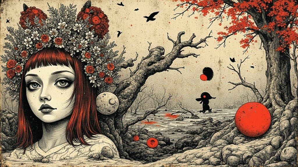 Androids Amidst Feline Folk in a Cyberpunk Landscape