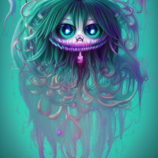 Furry Chibi Vampire Jellyfish in 3D Digital Art
