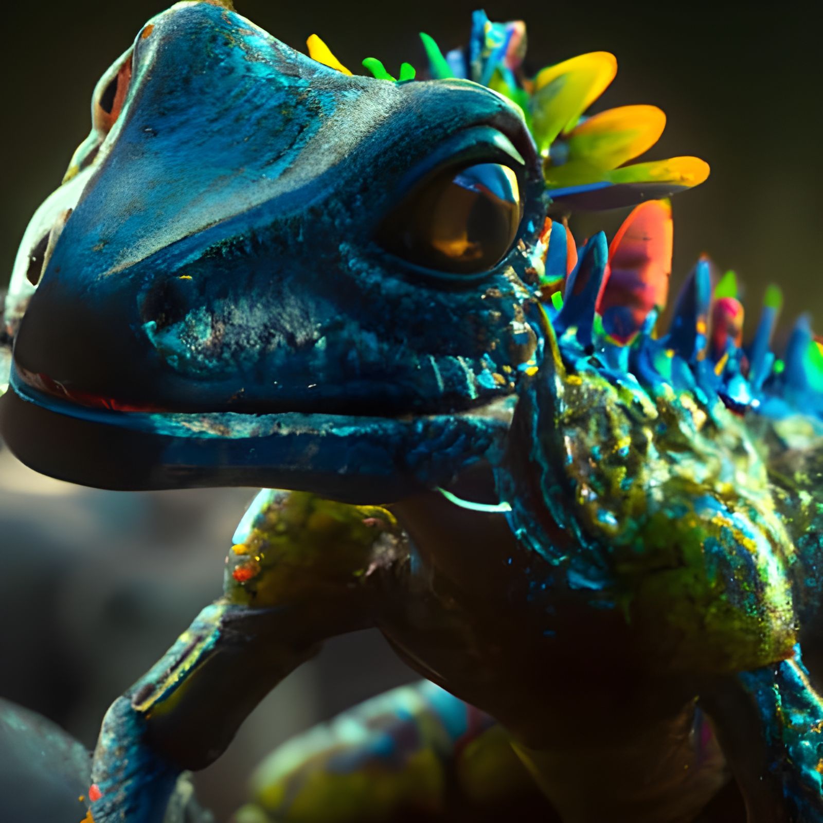 Anthropomorphic Lizard Warrior with Iridescent Scales