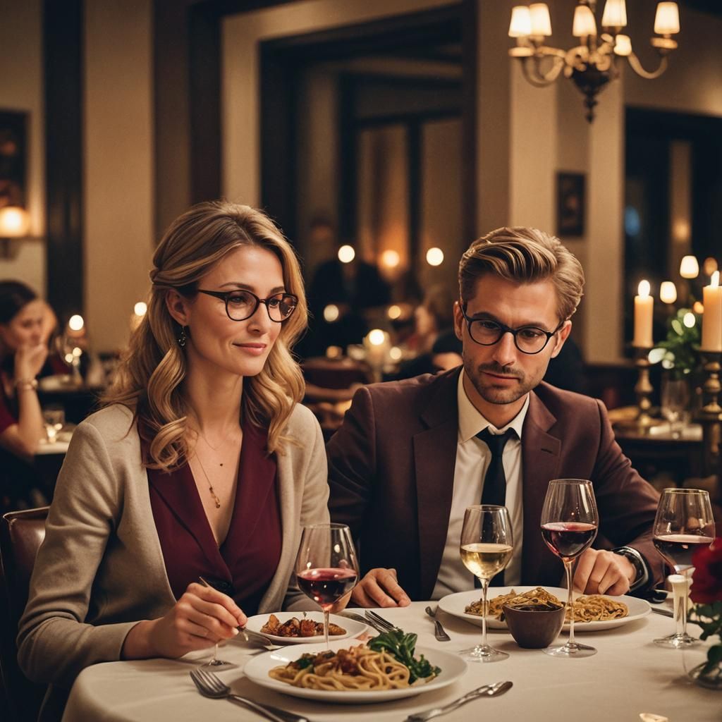 Cozy Italian Dinner: Warm Ambiance in Digital Art Style