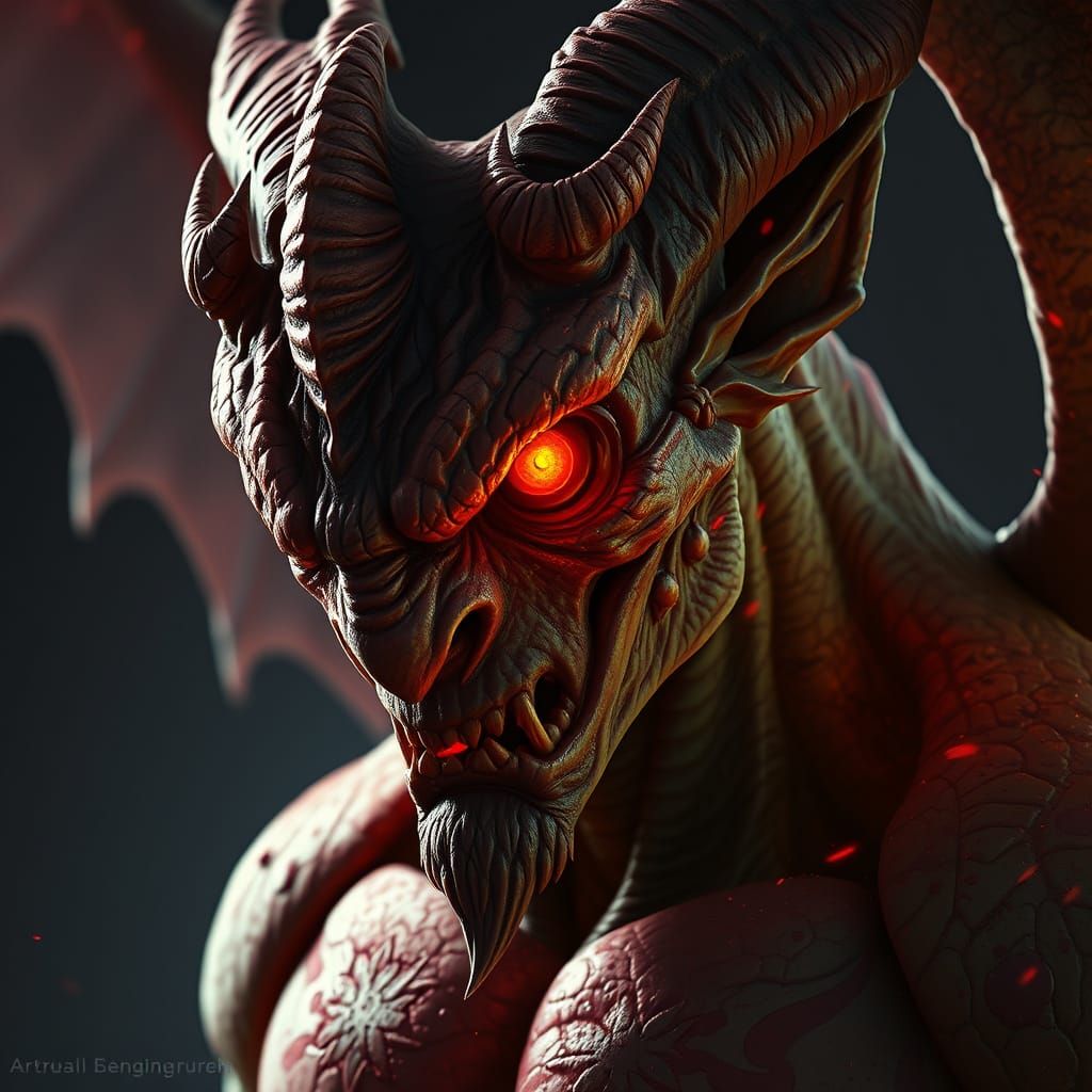 Surreal Gargoyle Portrait in Triadic Colors