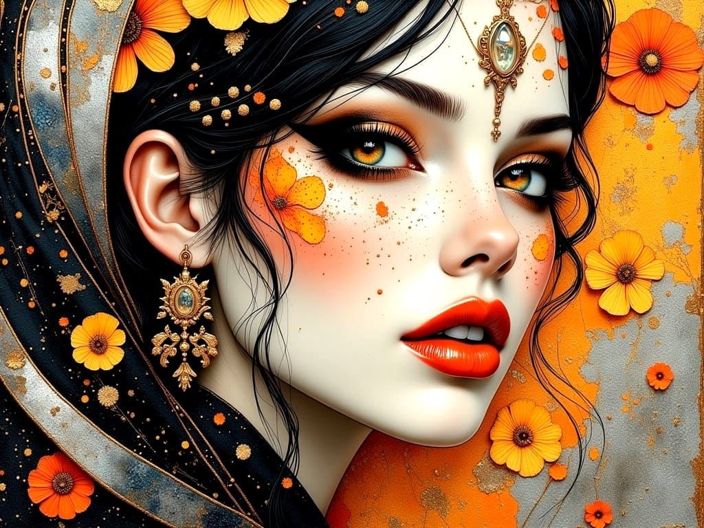 Girl with orange flowers