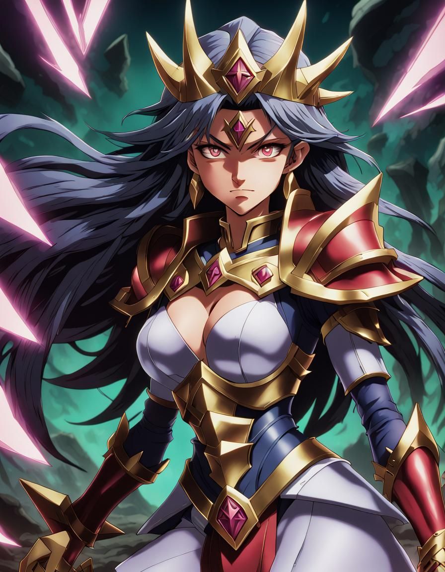 Anime Warrior Woman in Yu-Gi-Oh! Card Style