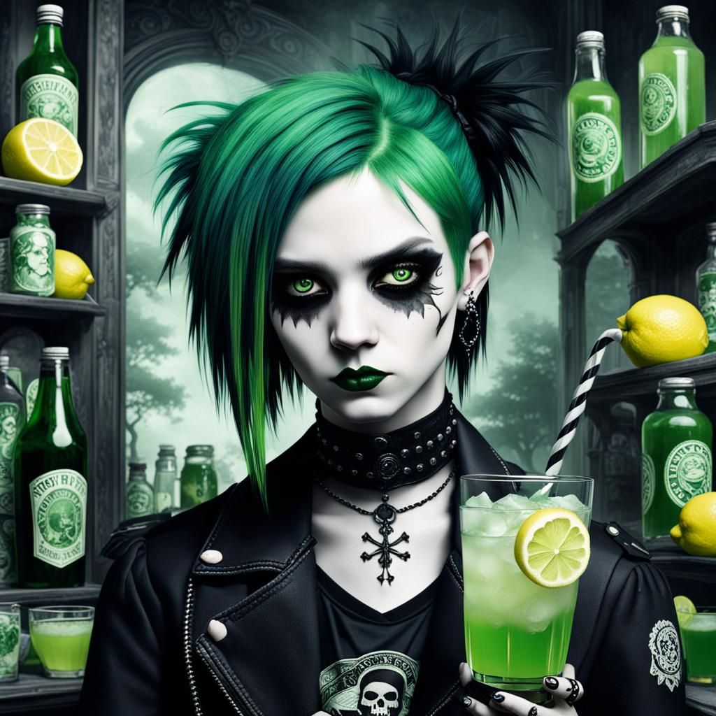 Emo Goth Couple with Absinthe Lemonade