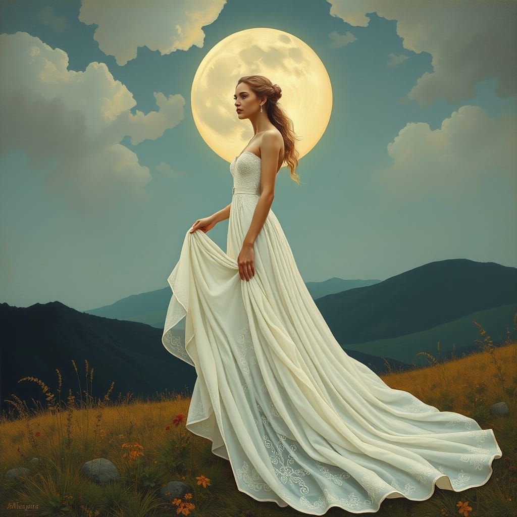 Goddess in Dreamlike Landscape