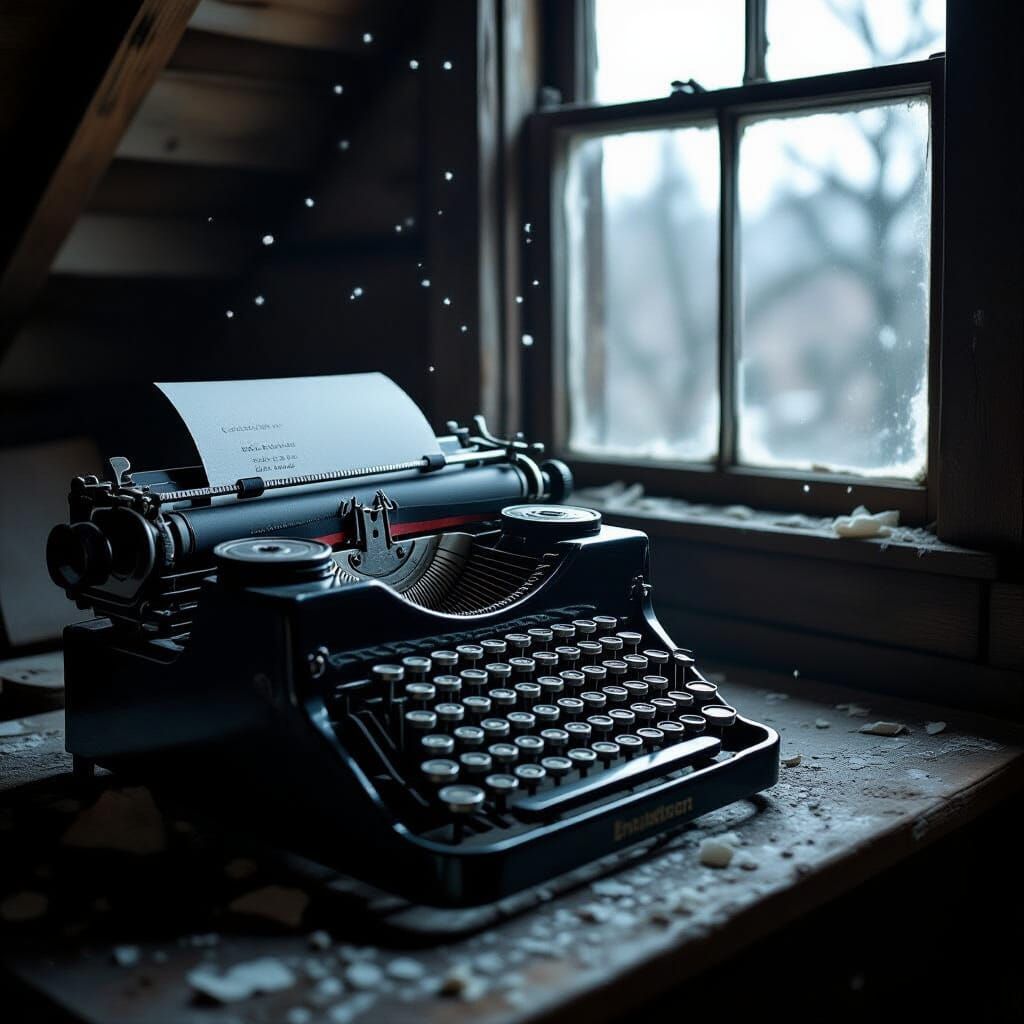 Vintage Typewriter in Moody Attic Light