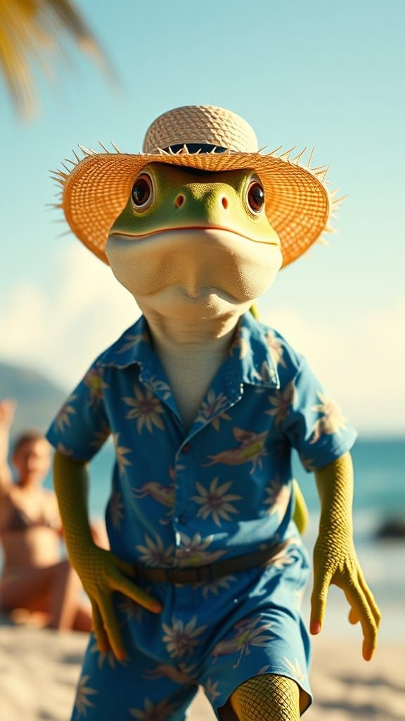 Geico Gecko Ready for the Beach