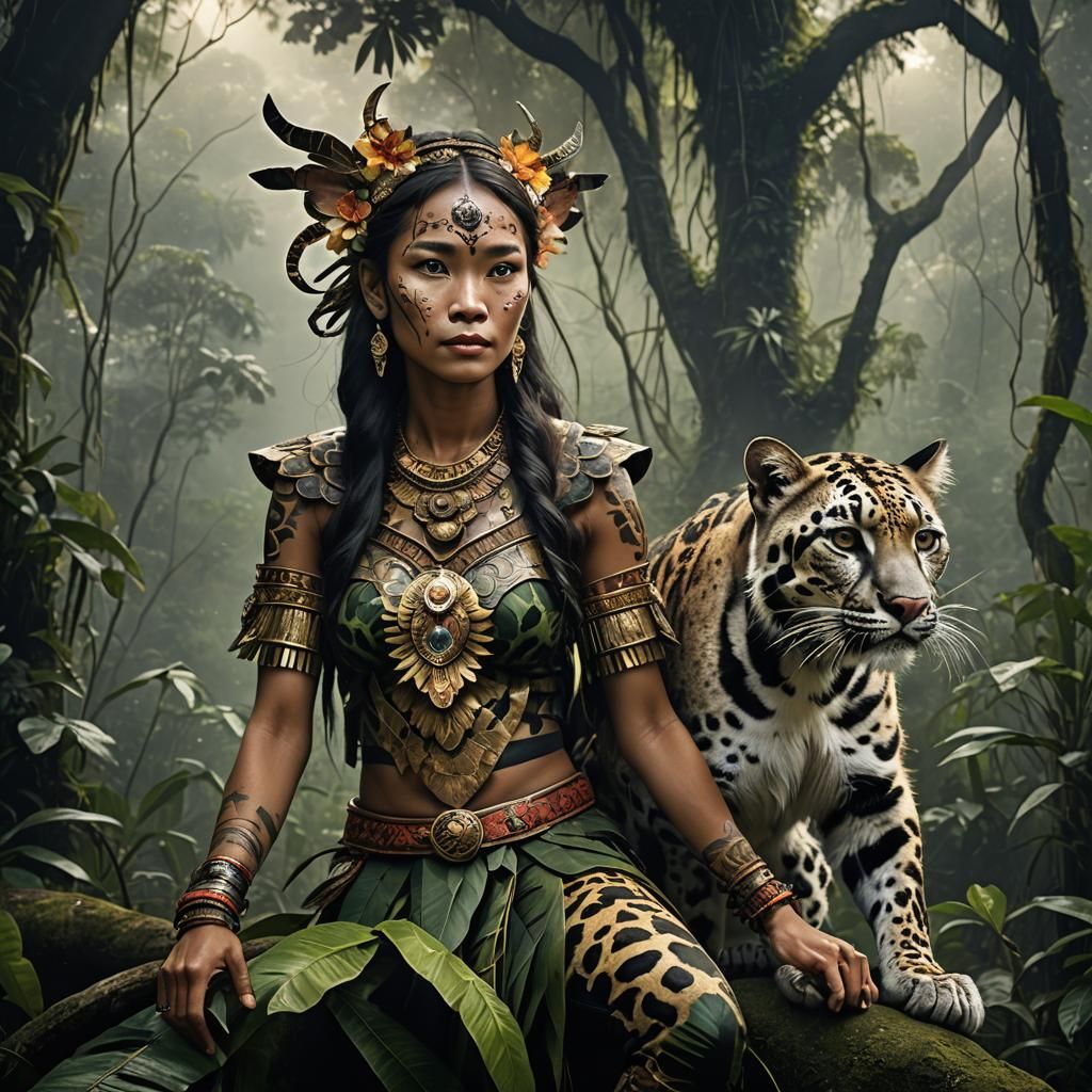 Dayak Fairy in Borneo Rainforest Digital Painting