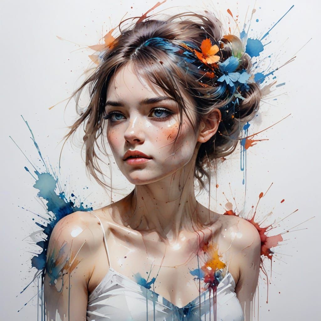Mesmerizing Watercolour Fusion of Chaos and Beauty