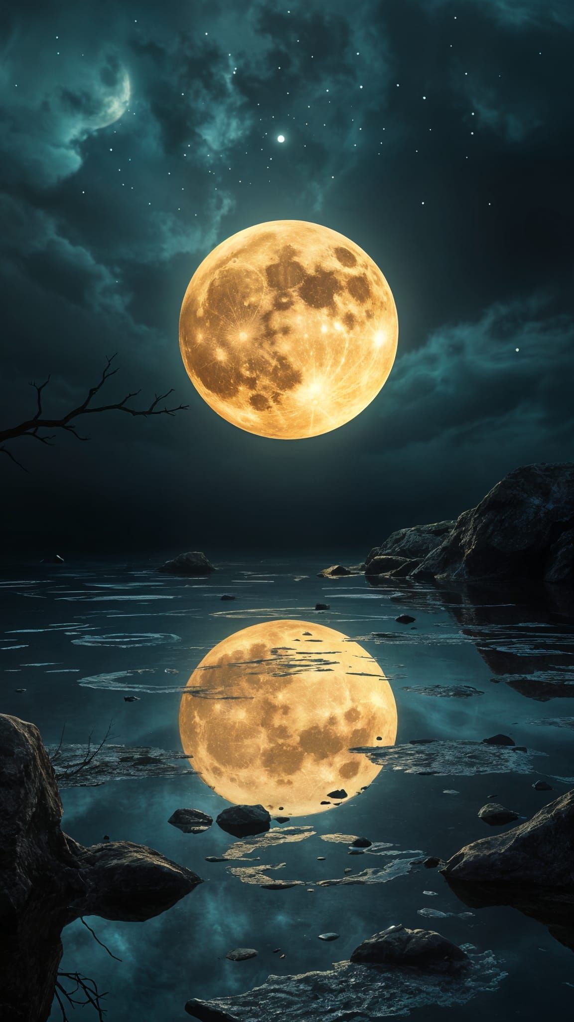 Surrealistic Vision of a Lonely Moonlit Landscape