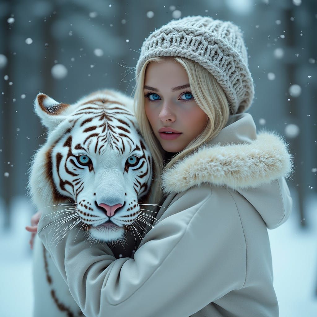 Serenely Standing in Winter Wonderland with Majestic Tiger