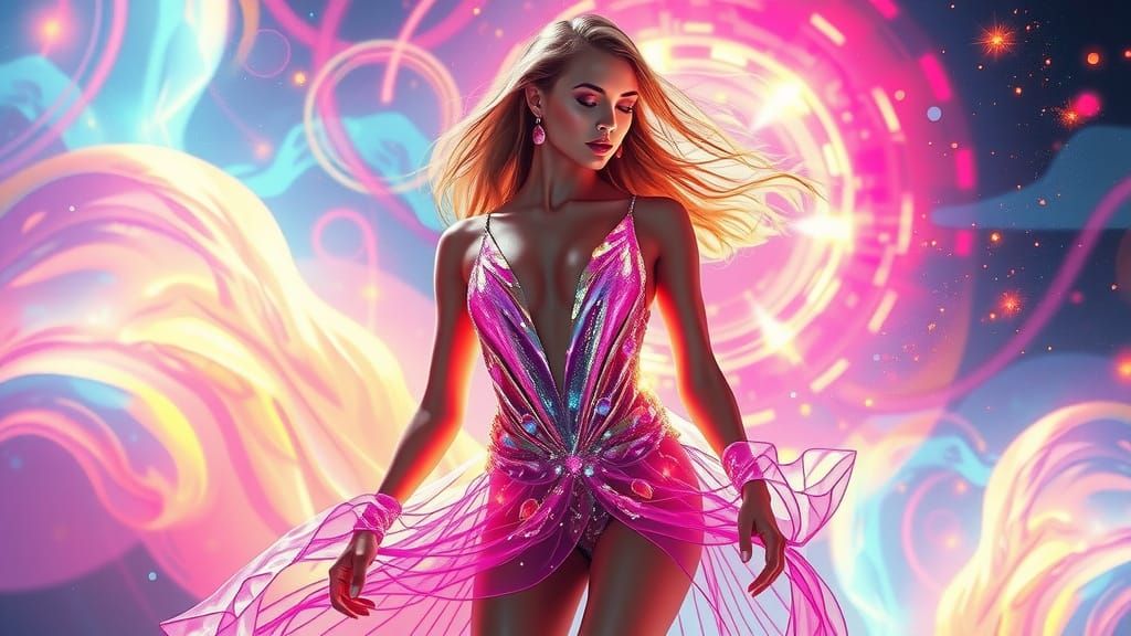 Futuristic Woman in Electric Neon Lights