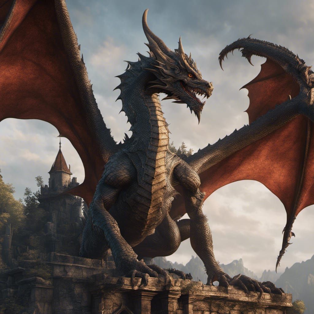 Detailed Medieval Dragon Matte Painting