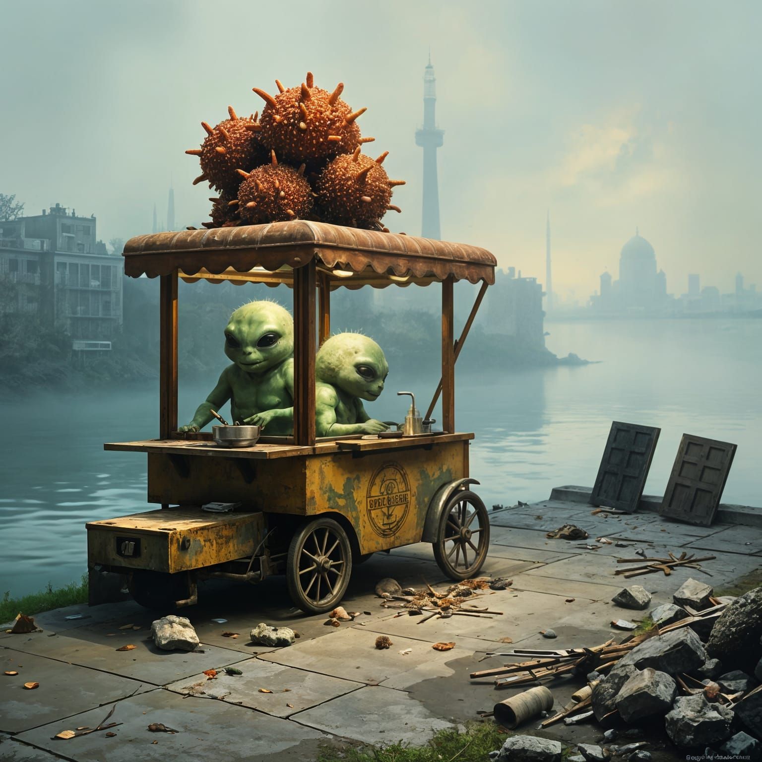 Waffle Cart with Aliens