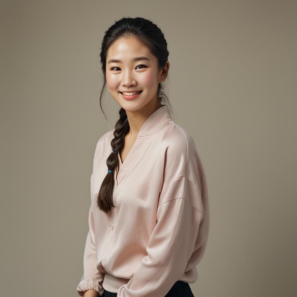 Beautiful Korean Woman Portrait with Softbox Lighting