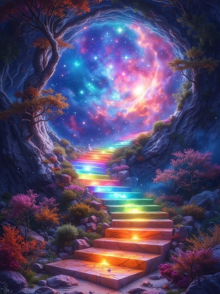 Dreamlike Portal Landscape in Vibrant Oil Painting Style