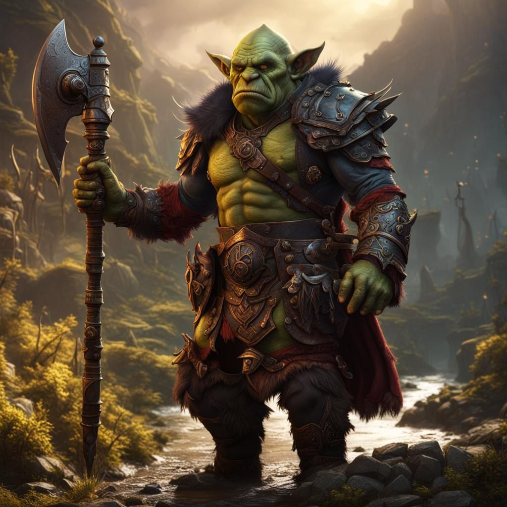Foppish Dandy Orc in Detailed Matte Painting