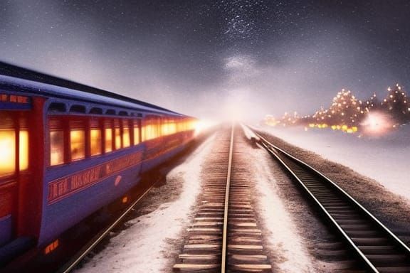 Polar Express Trail in Ethereal Digital Painting Style