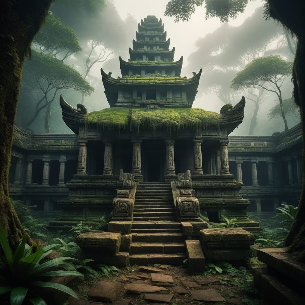 Ethereal Temple in Golden Hour