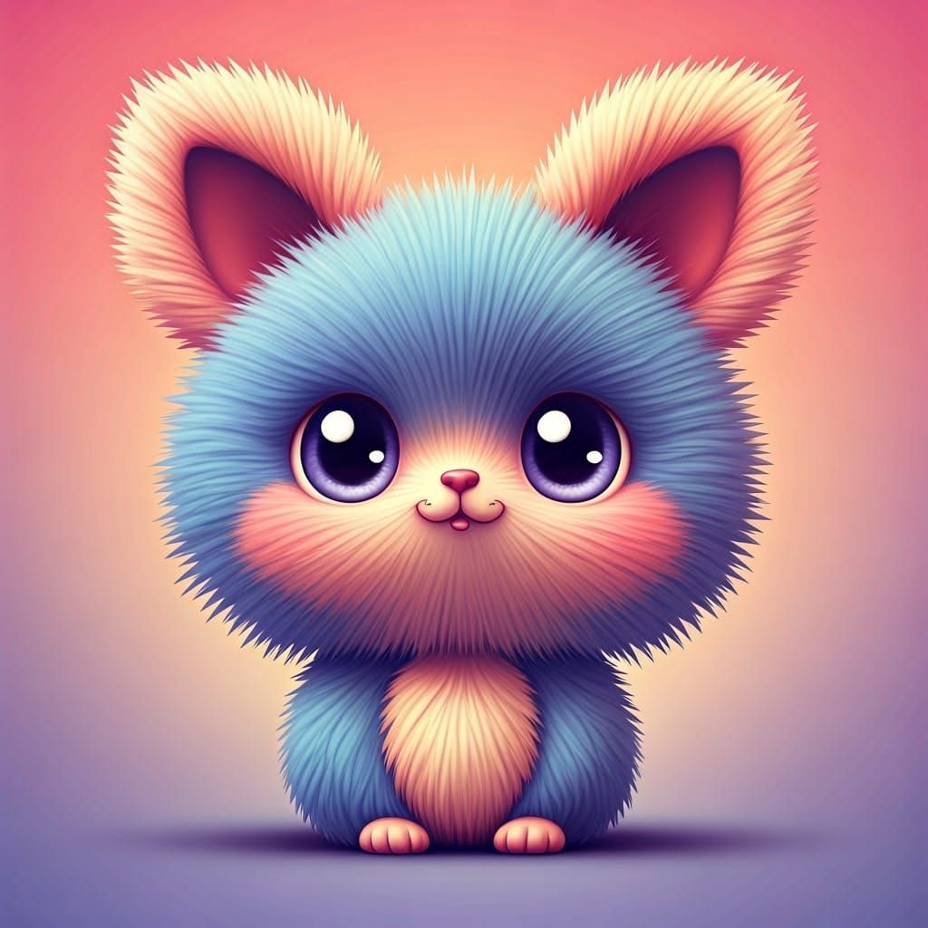 Adorable Kawaii Animals in Surrealist Pop Art Style