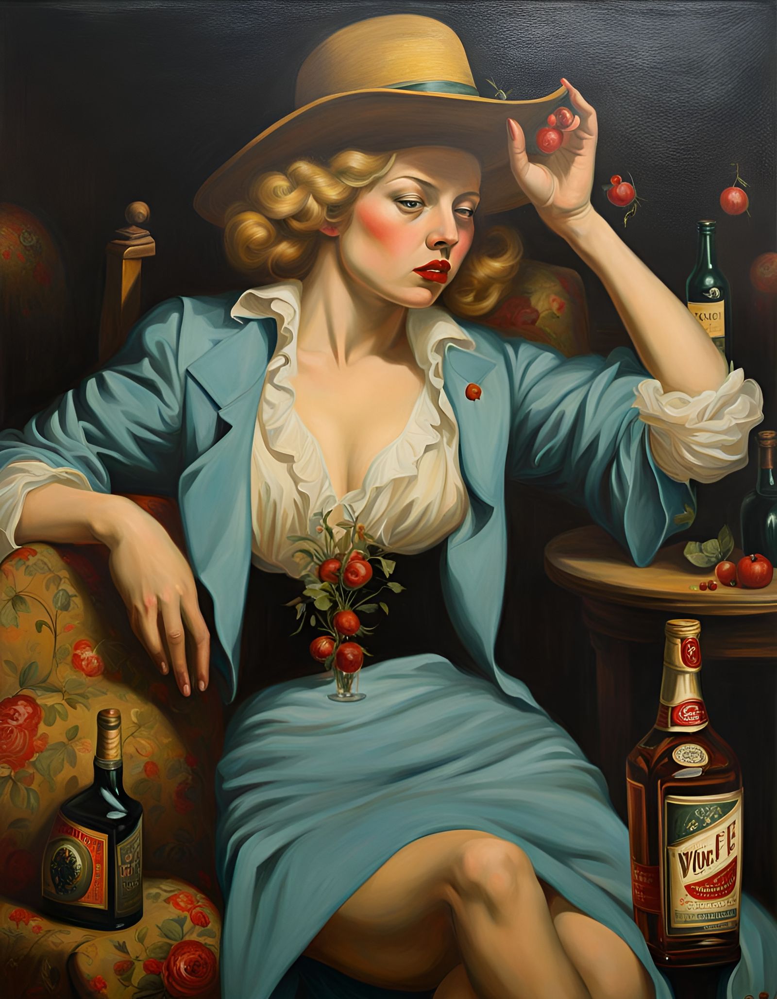 Drunken Young Woman: An Expressionist Painting