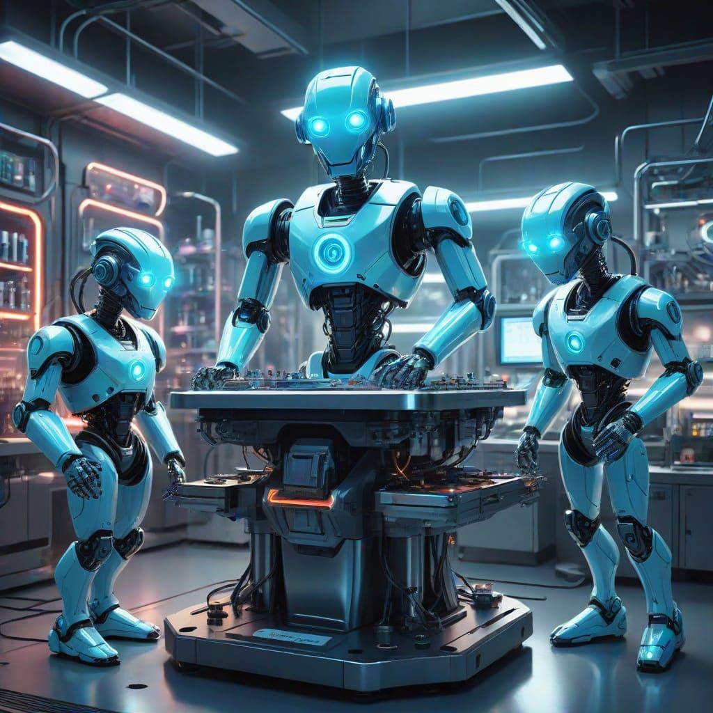 **"Fortschrittliche Roboter in einem High-Tech-Labor"**