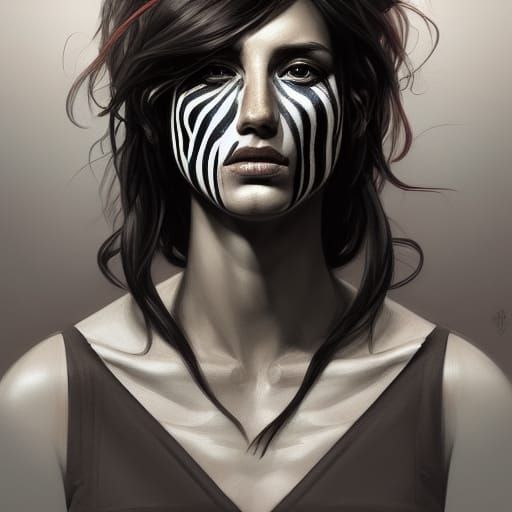 Hyperdetailed Zebra-Human Portrait in Trending Art Style