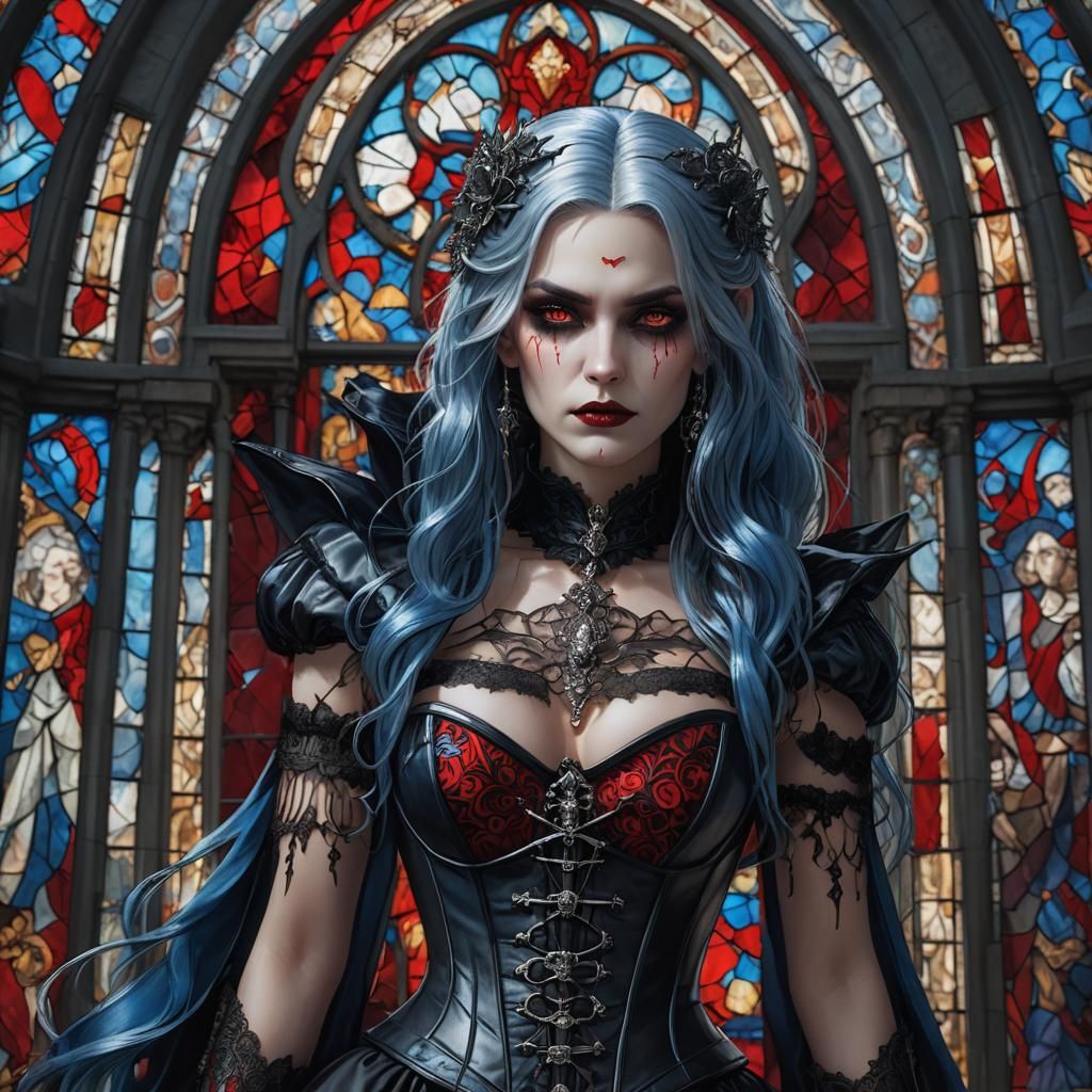 Vampire Queen Portrait with Silver Eyes