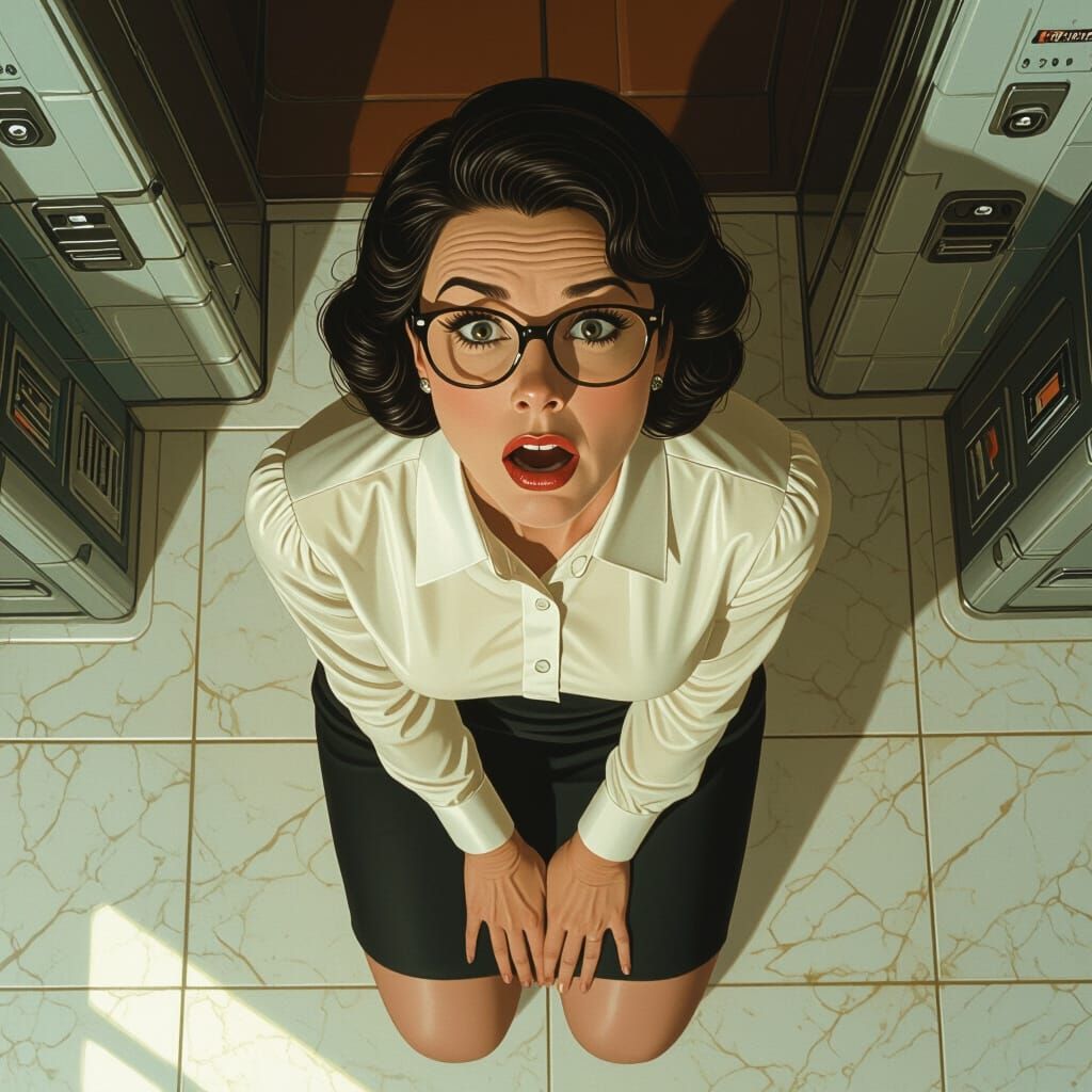 Elderly Governess in Retro-Futuristic Style