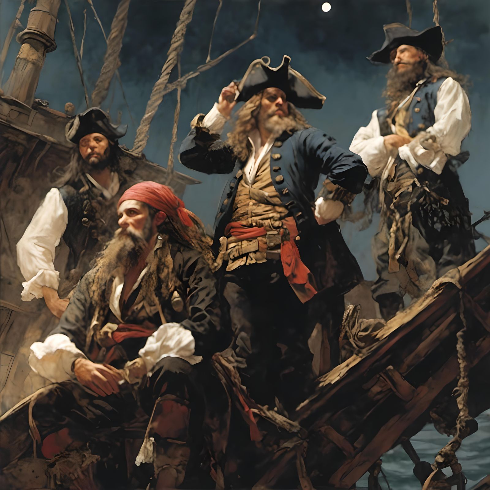 Privateer crew of Sir Francis Drake searching for Spanish ships in 1572