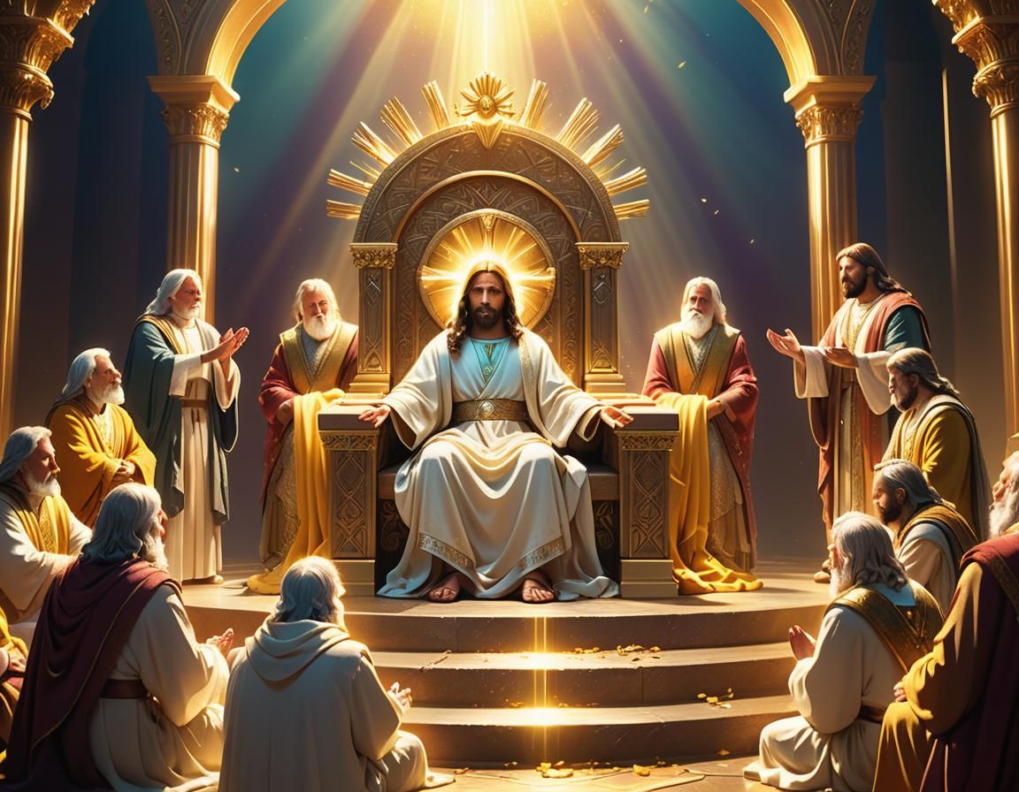 Jesus Enthroned: Cinematic Concept Art in Golden Light