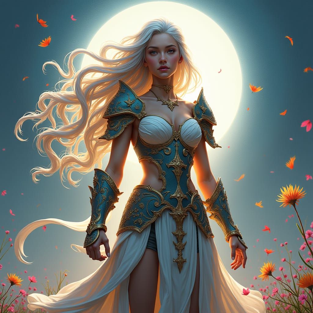 Melania: Armored Warrior in Graffiti Art Style