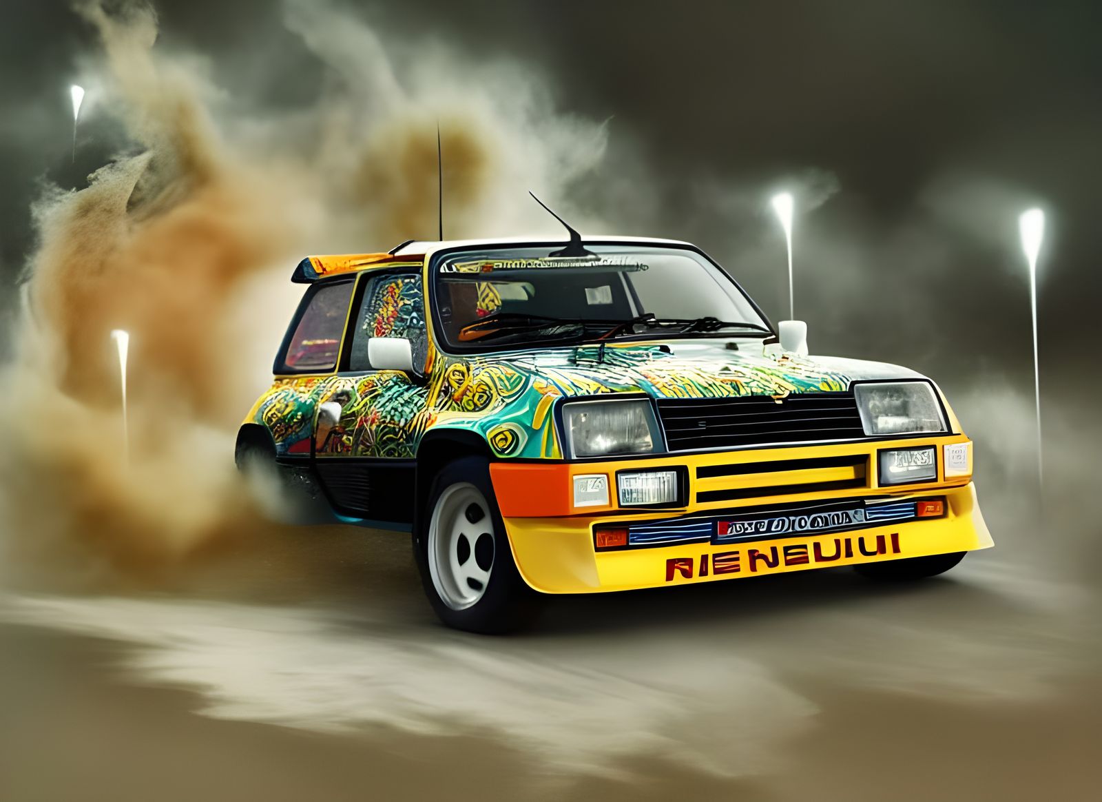 Renault 5 Turbo Drifting: Hyperrealistic Long Exposure