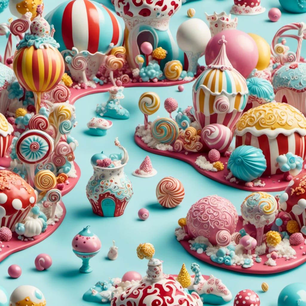 Sweet Candyland Dreamscape in Digital Art Style