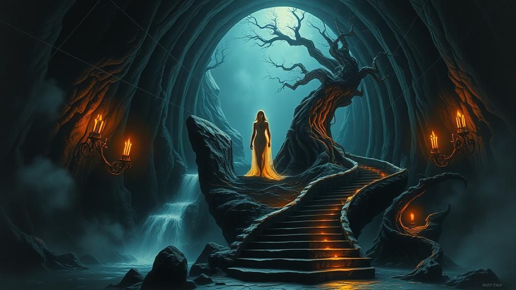 Mystical Gothic Venus in Stormy Cavern