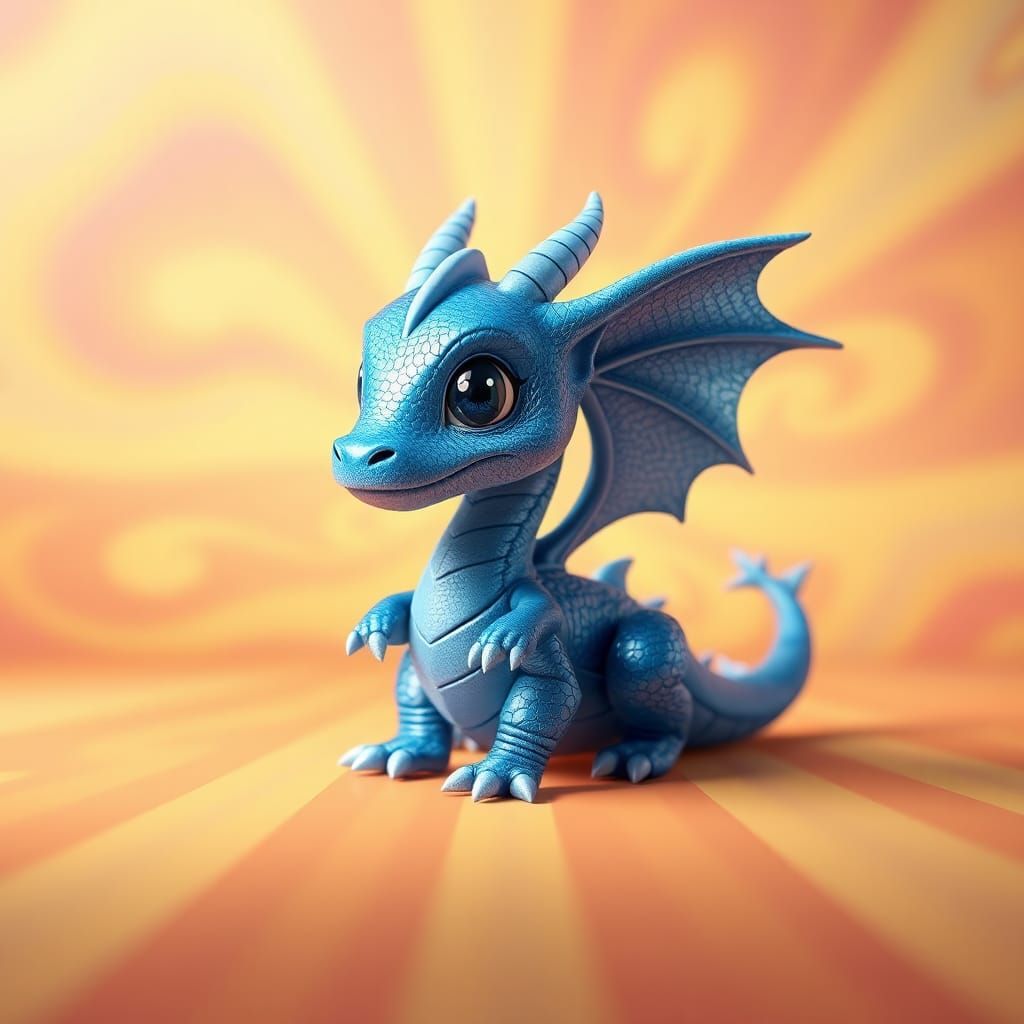 Majestic Blue Dragon in Candyland: 3D Digital Art