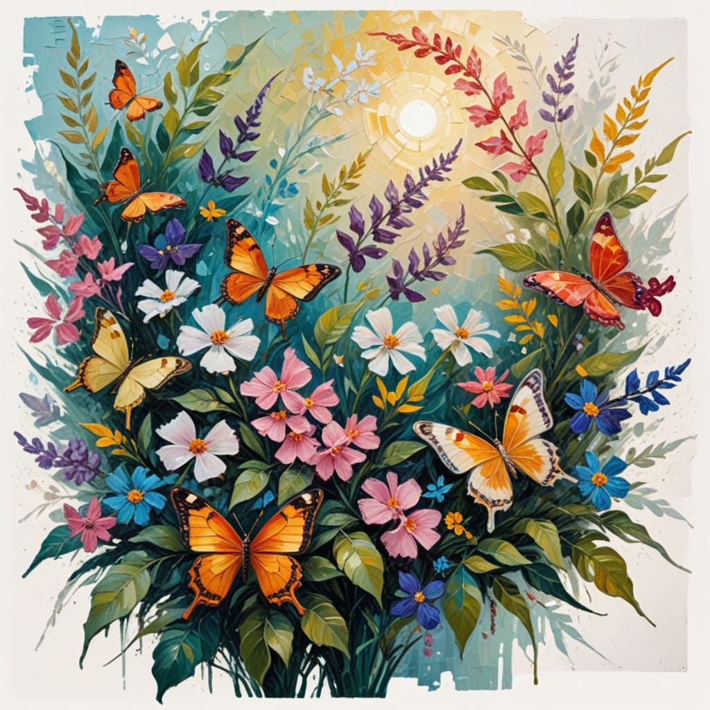 Majestic Butterfly in a Vibrant Garden Oasis