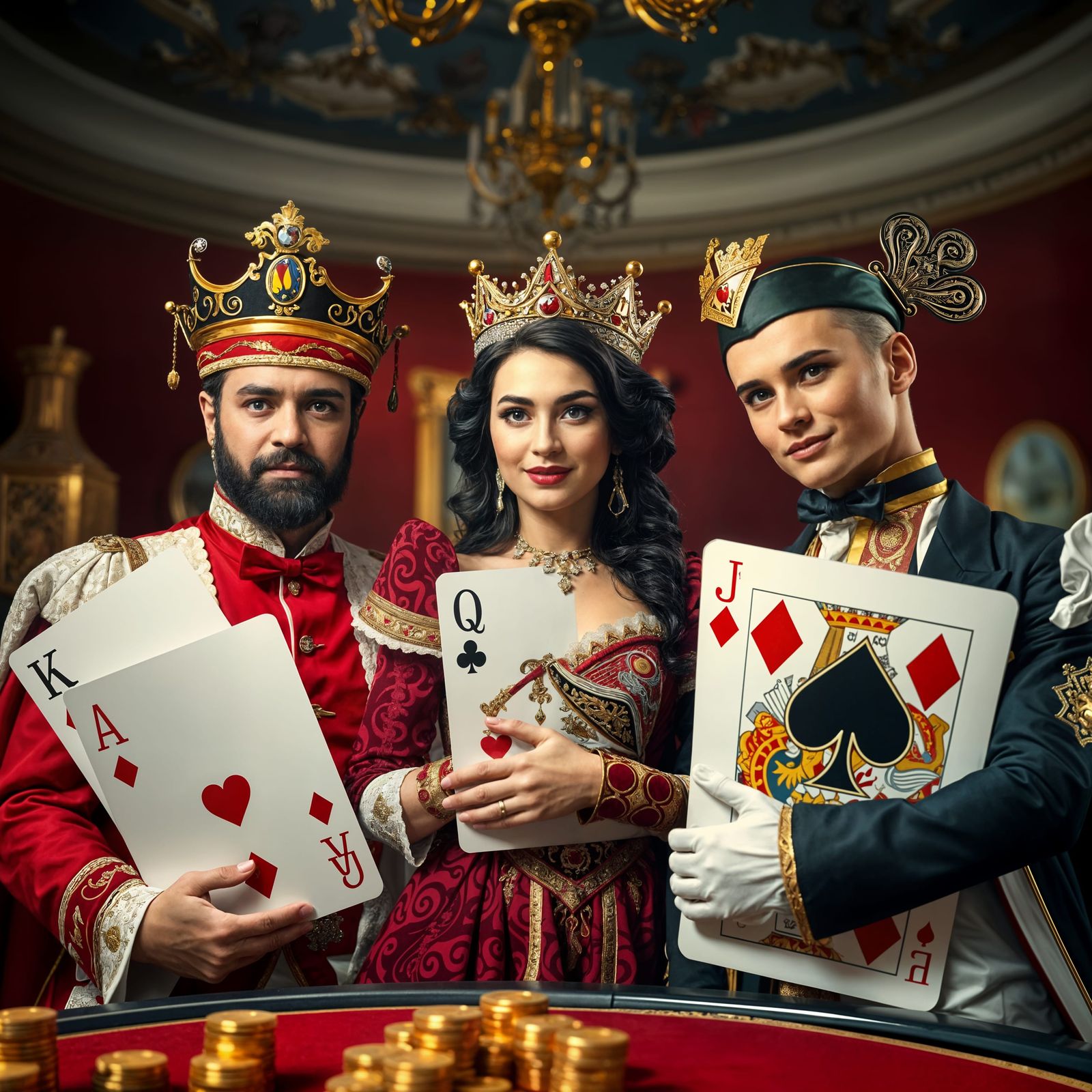 King, Queen, Jack Characters at Surreal Card Party