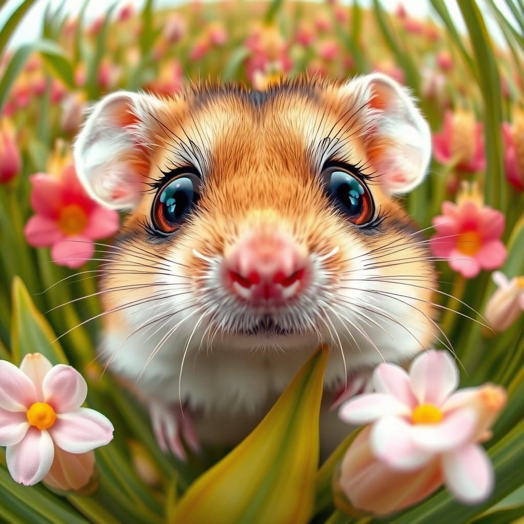 Vibrant Hamster in Whimsical Cornfield Scene