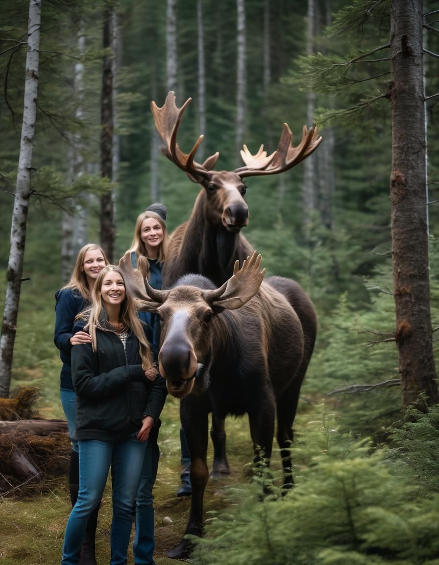 Moose Photobomb Steals the Show in Family Selfie