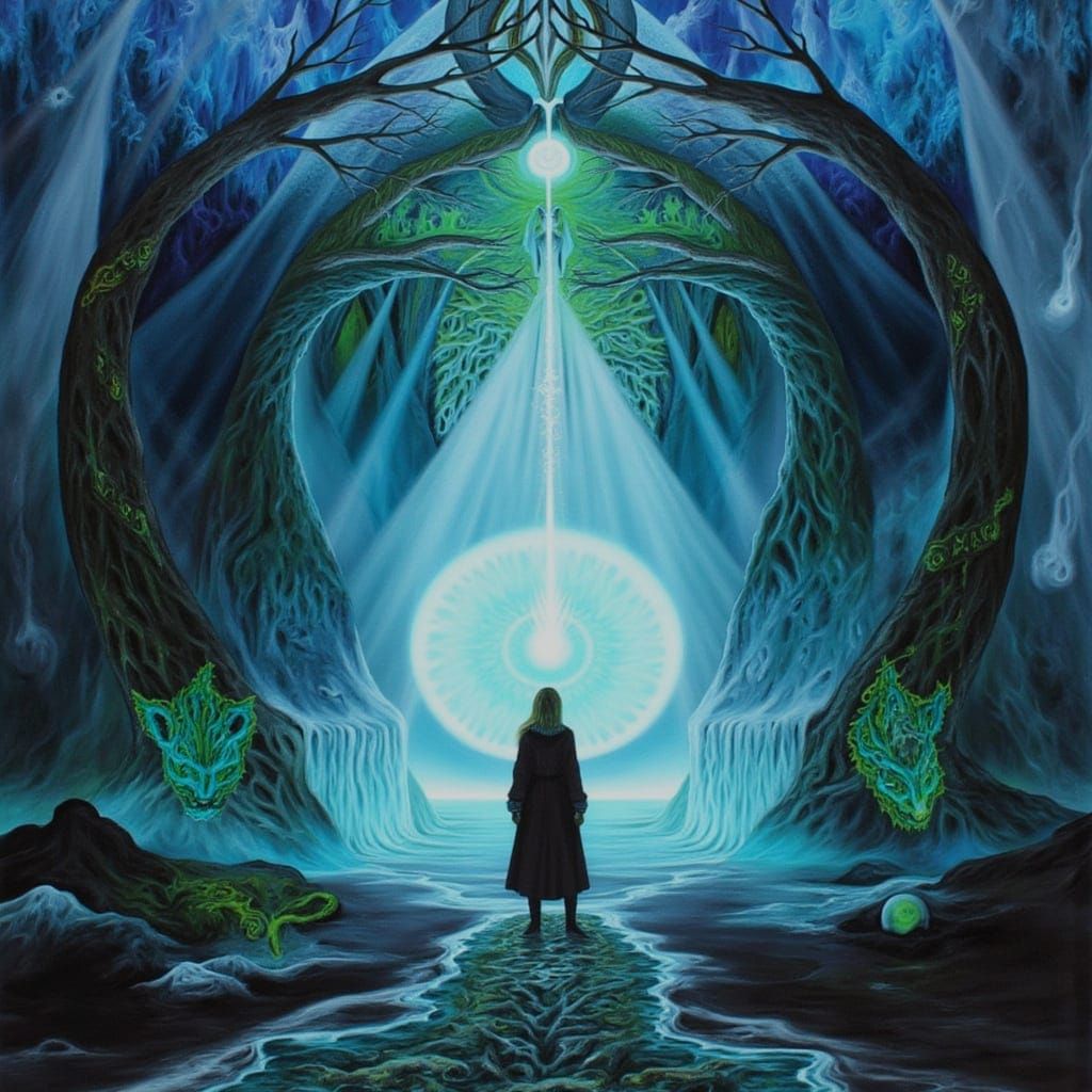 Ethereal Gate to Floating Islands in Esoteric Surrealism