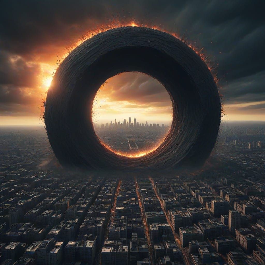 Black Hole Opens Over Apocalyptic Cityscape