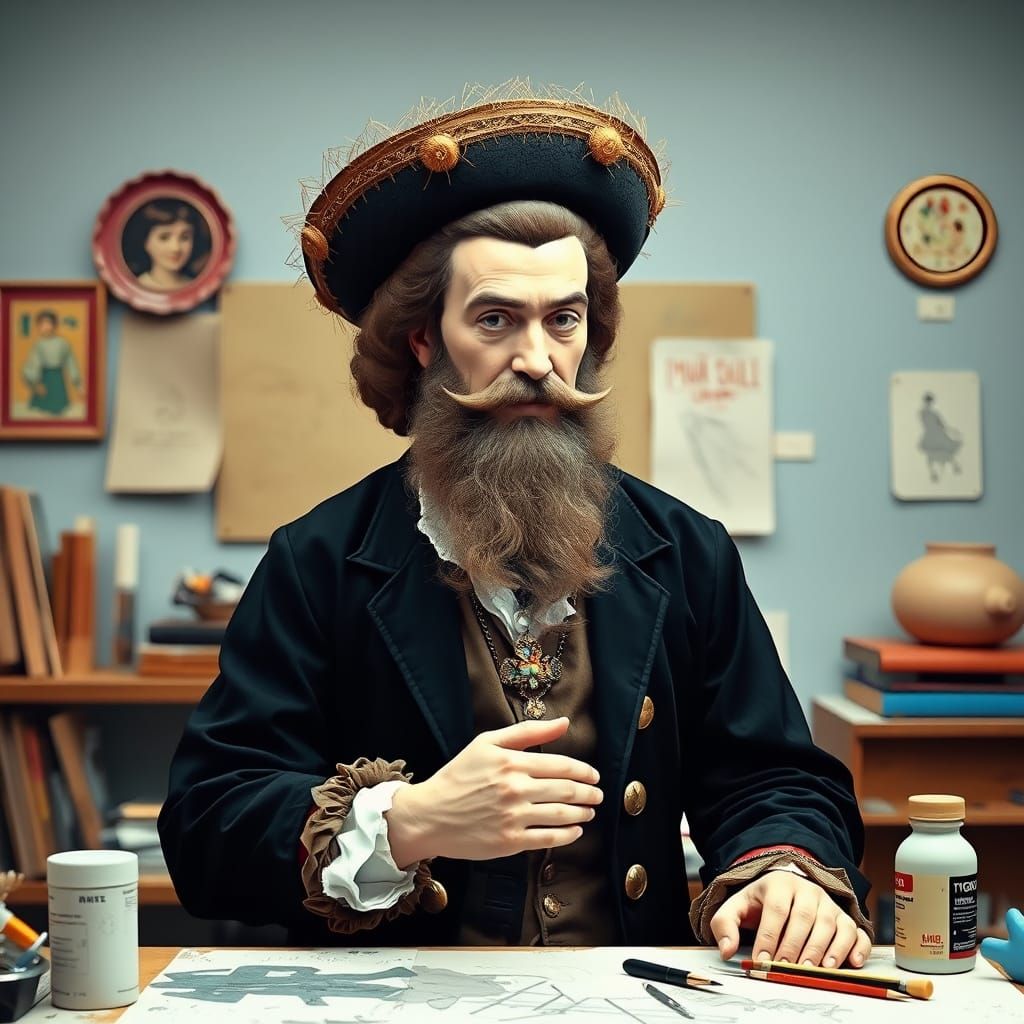 Leonardo da Vinci Kawaii Style, Murakami-Inspired