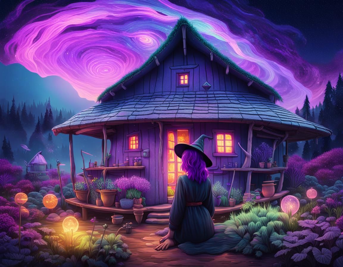 Astral Witch Garden: A Dreamy Surreal Illustration