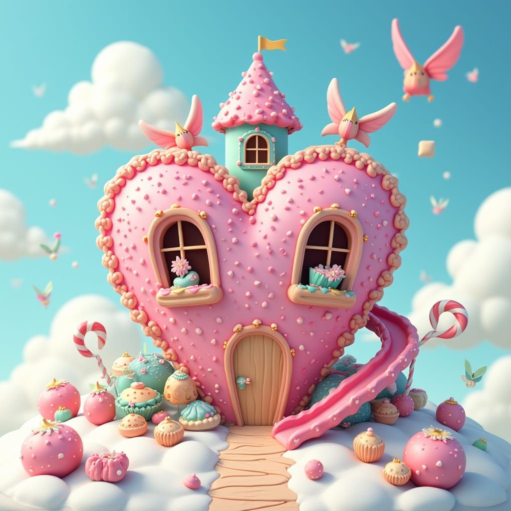 Whimsical Candy House with Colorful Sweets